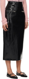 MSGM Black Patent Faux-Leather Midi Skirt