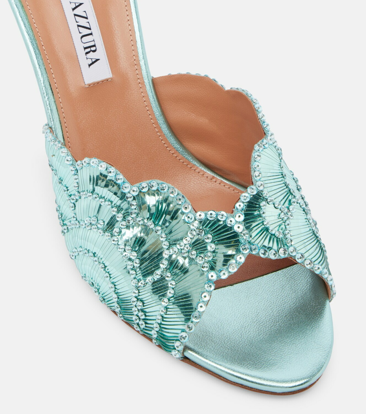 Aquazzura Ce Soir 75 sequined metallic leather mules