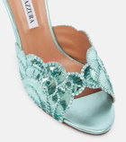 Aquazzura Ce Soir 75 sequined metallic leather mules