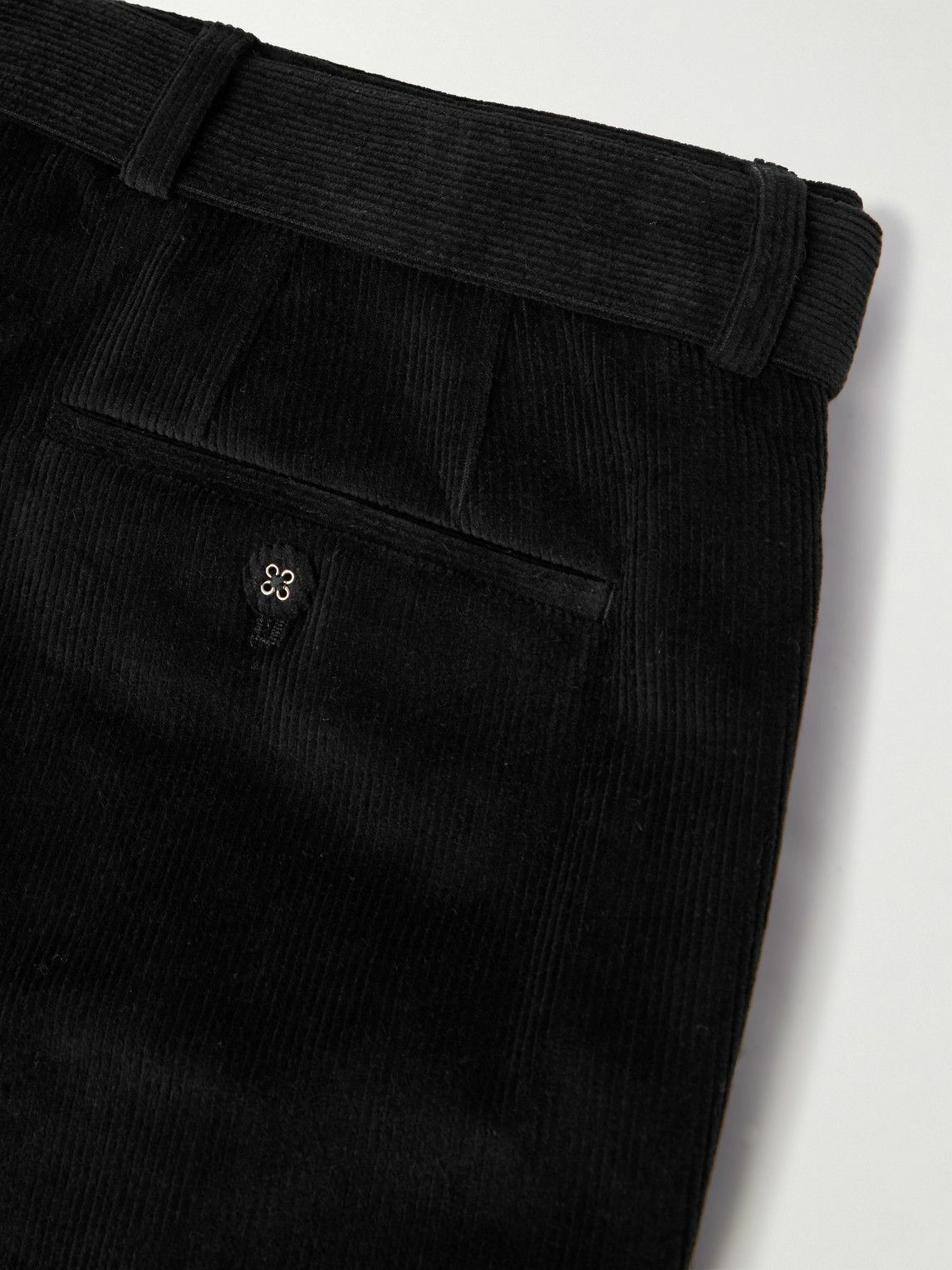 Officine Générale - Hoche Belted Straight-Leg Cotton-Blend Corduroy Trousers - Black