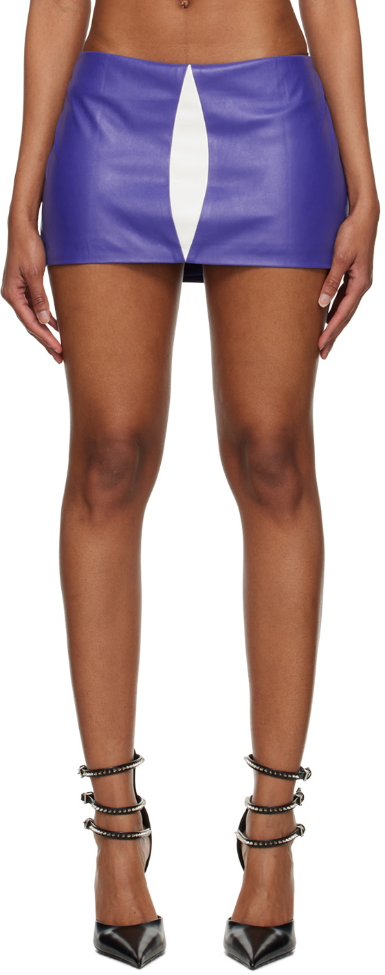 Mowalola Blue Insert Faux-Leather Mini Skirt
