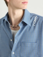 Marni - Embroidered Gingham Woven Shirt - Blue