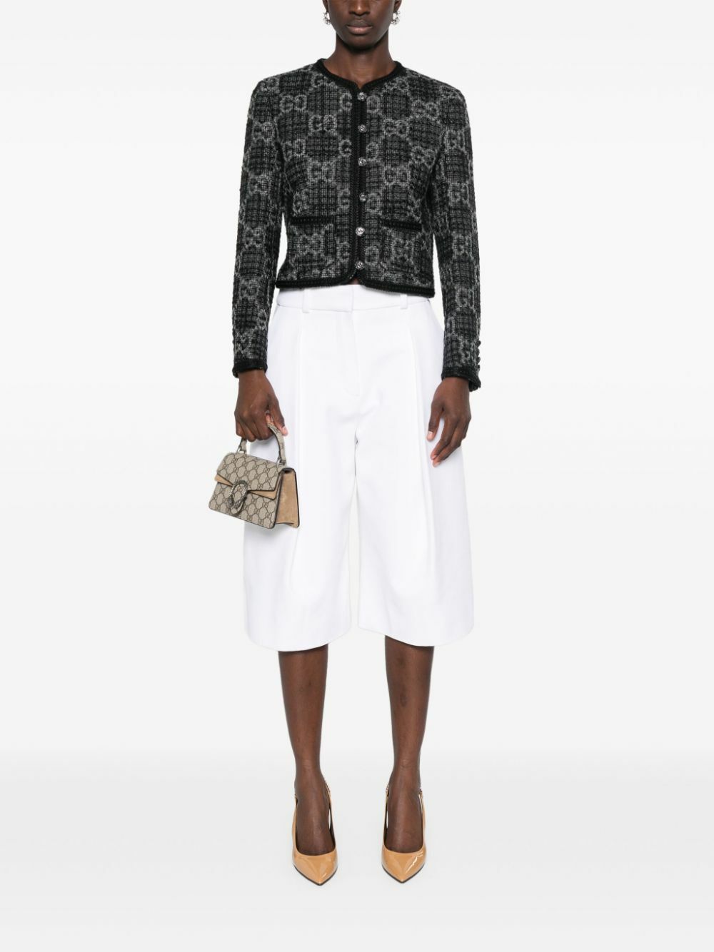 Gucci Grey GG-Pattern Tweed Jacket Gucci
