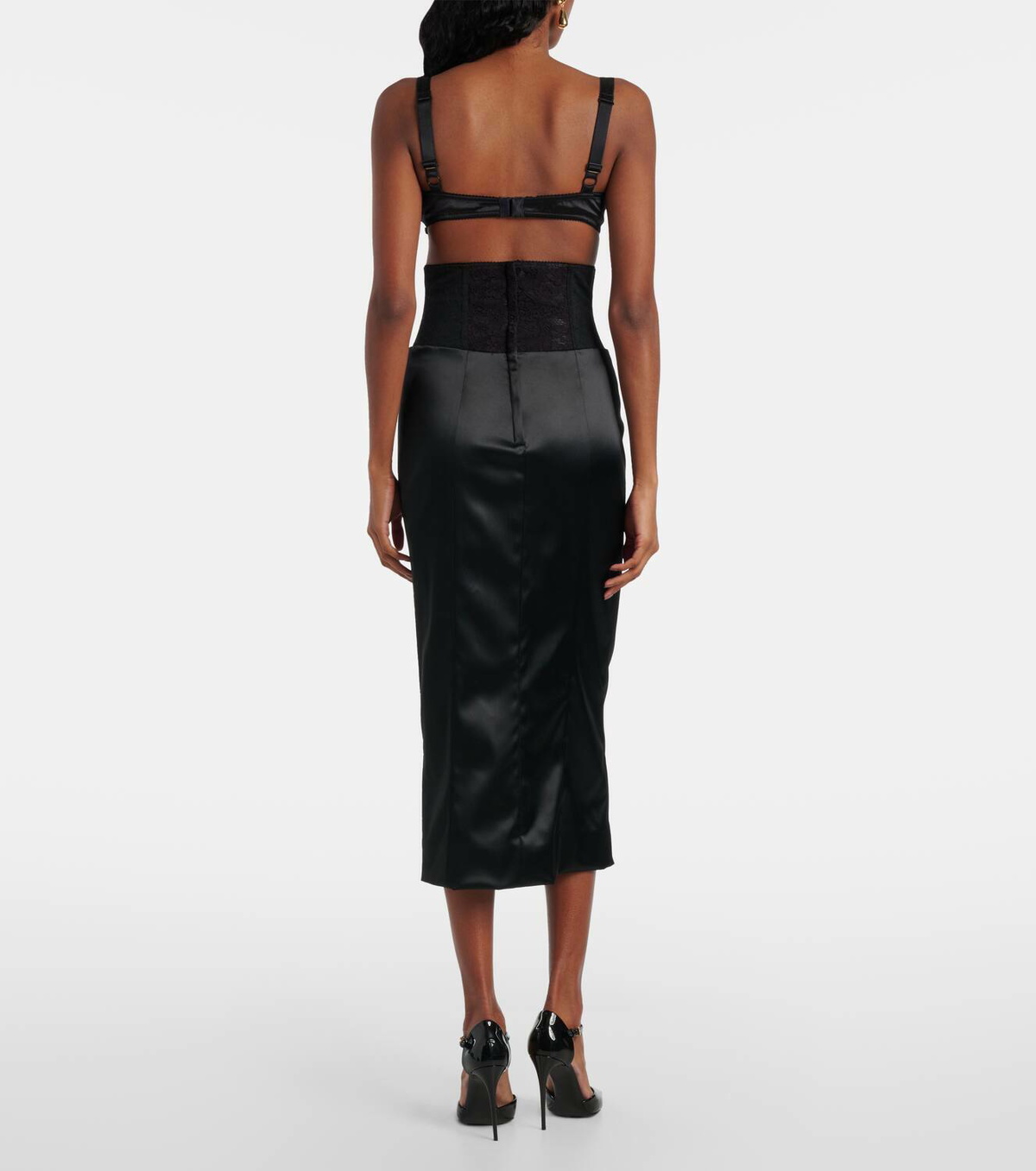 Dolce&Gabbana Corset satin midi skirt