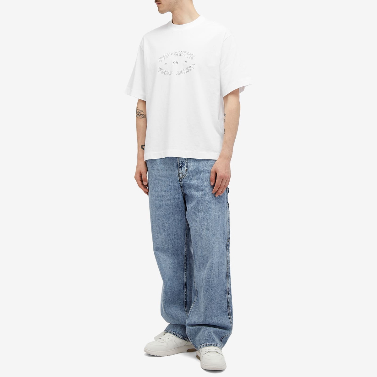 ★国内未入荷★【Off-White】COLLEGE SKATE T-SHIRT Off-White Men's College Skate T-Shirt in White Off-White
