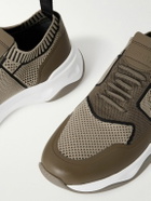 Berluti - Shadow Rubber and Leather-Trimmed and Coated Stretch-Knit Sneakers - Neutrals