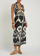 Johanna Ortiz Buen Viento Halterneck Linen Midi Dress Black