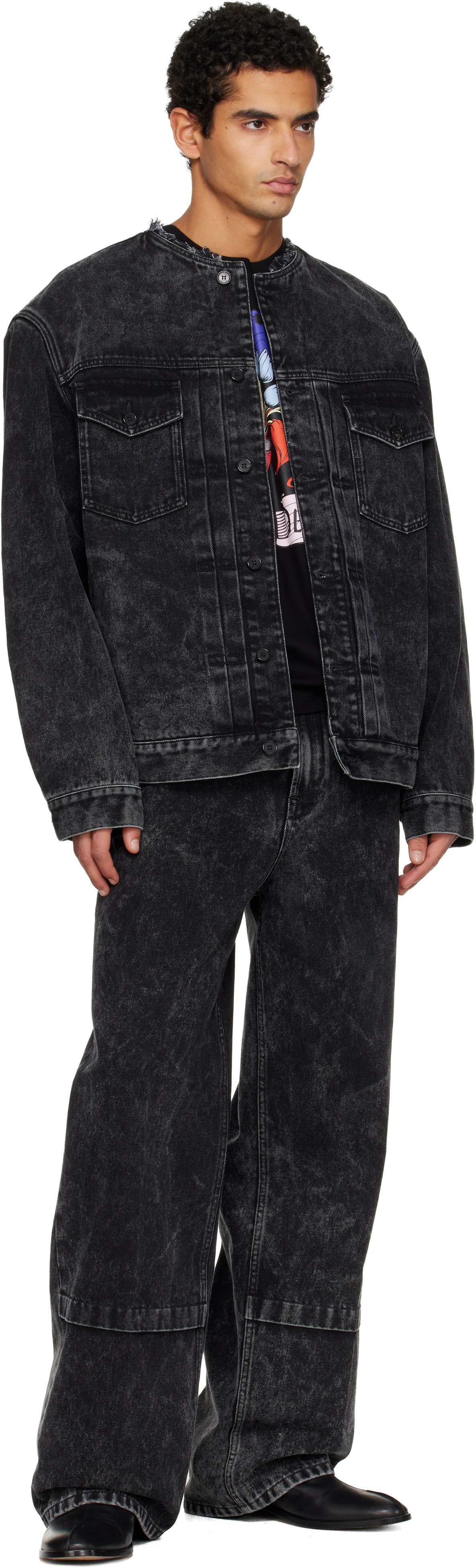 Lanvin Black Loose Fit Washed Denim Jacket
