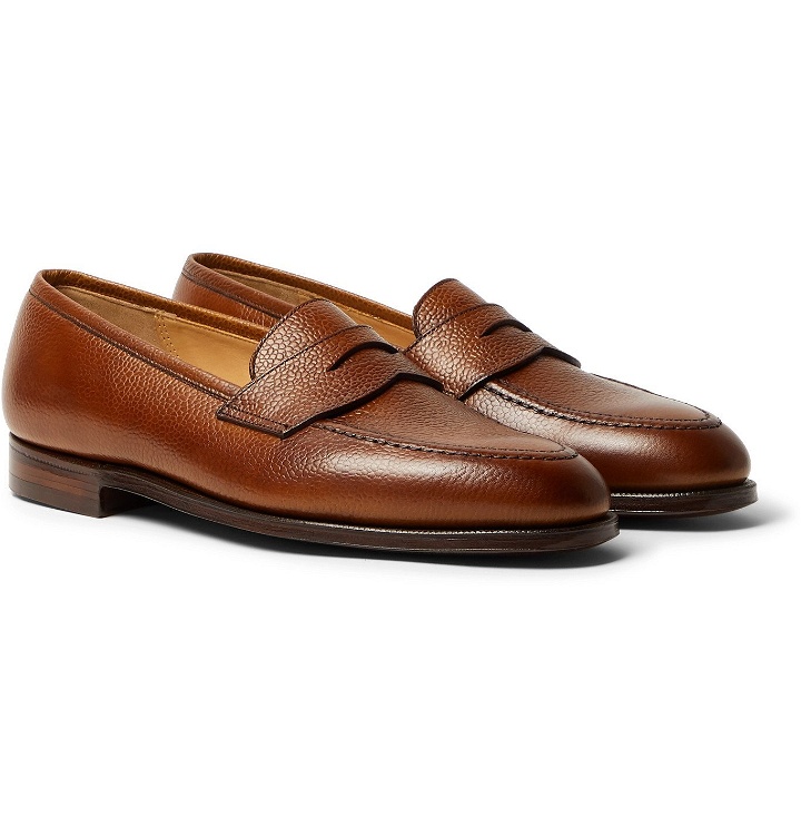 Photo: George Cleverley - Bradley Textured-Leather Penny Loafers - Brown