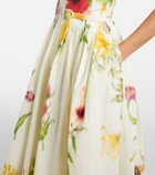 Oscar de la Renta Belted floral cotton-blend poplin midi dress