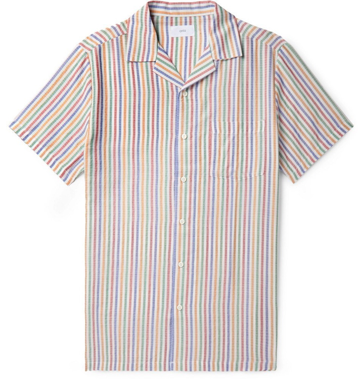 Photo: Onia - Camp-Collar Striped Seersucker Shirt - Men - Multi