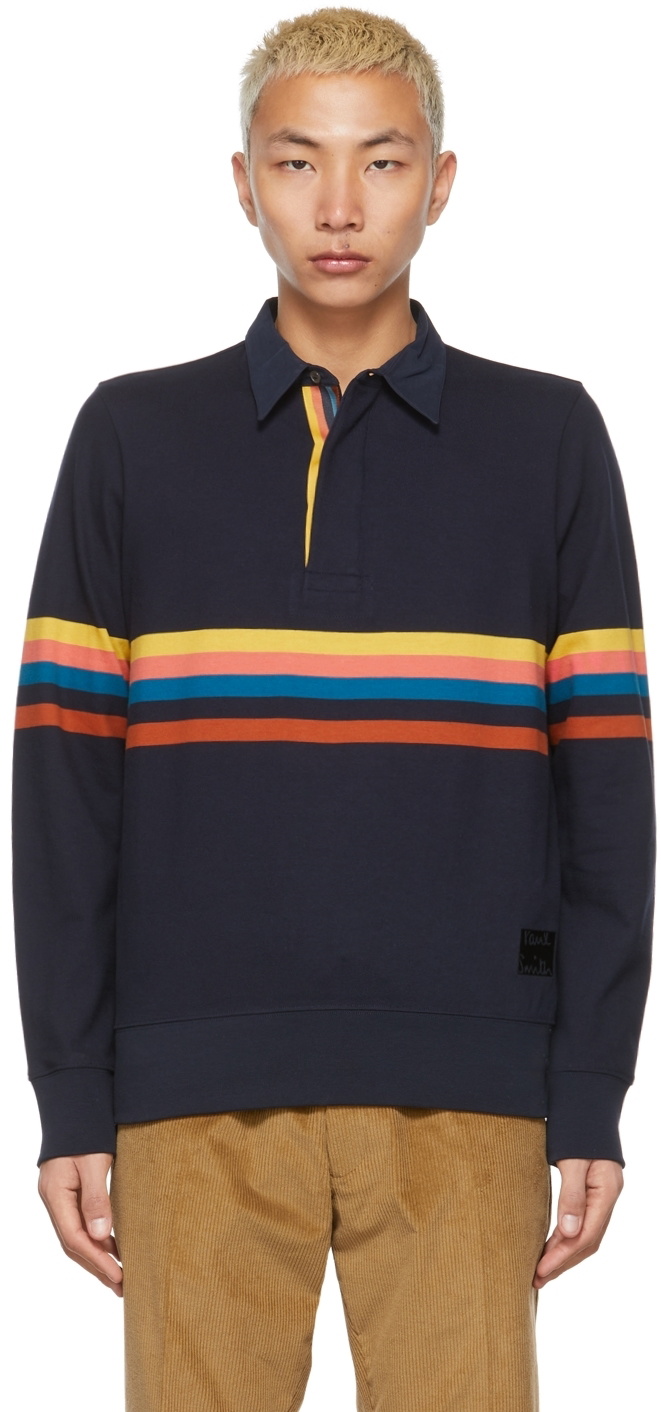 Paul Smith Navy Artist Stripe Rugby Polo Paul Smith