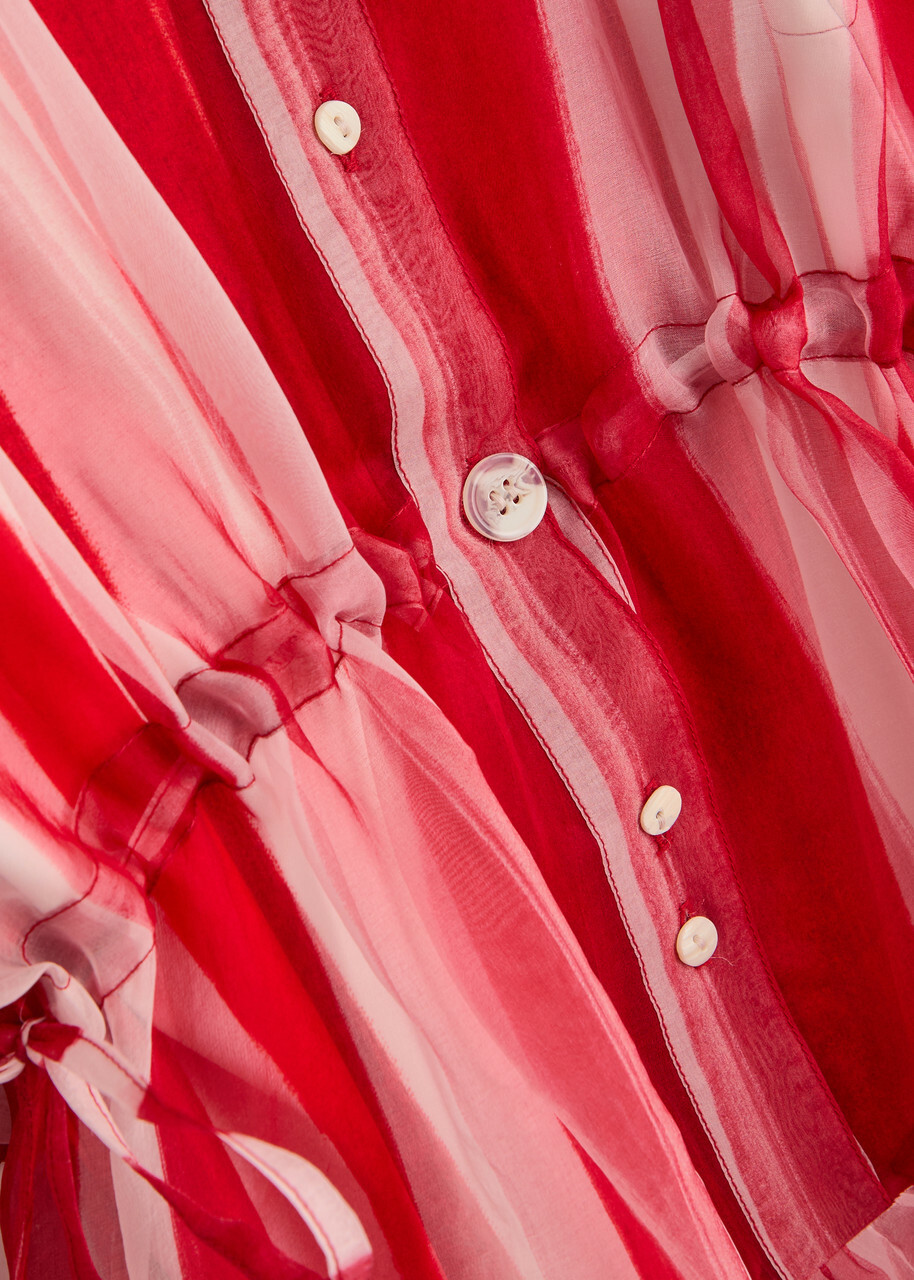 Lovebirds Rachel Striped Chiffon Midi Dress Pink