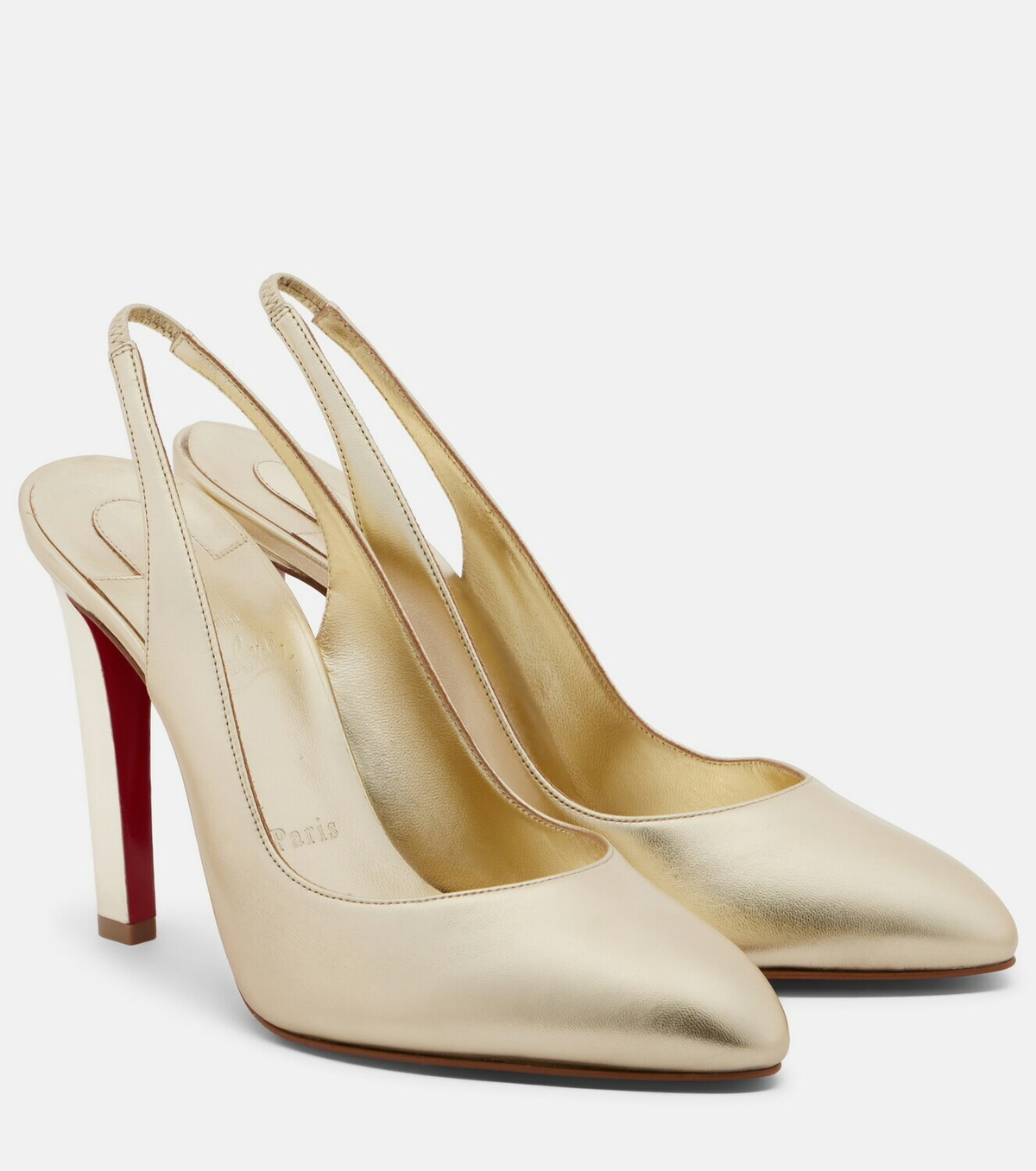 Christian Louboutin Fannylove metallic leather slingback pumps