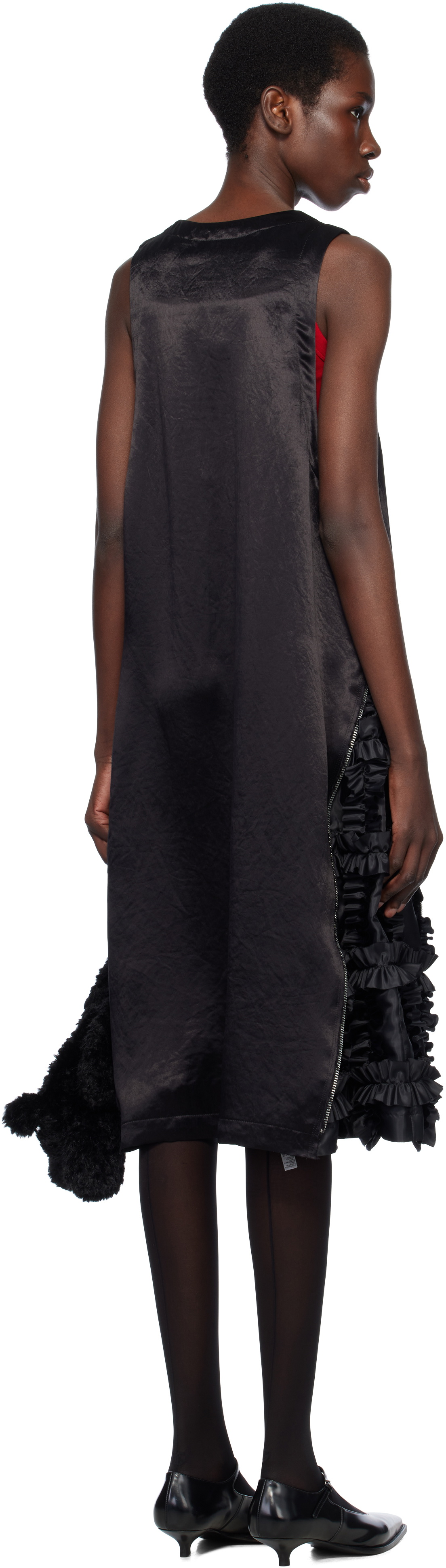 Black Comme des Garçons Black Taffeta Frill Midi Dress