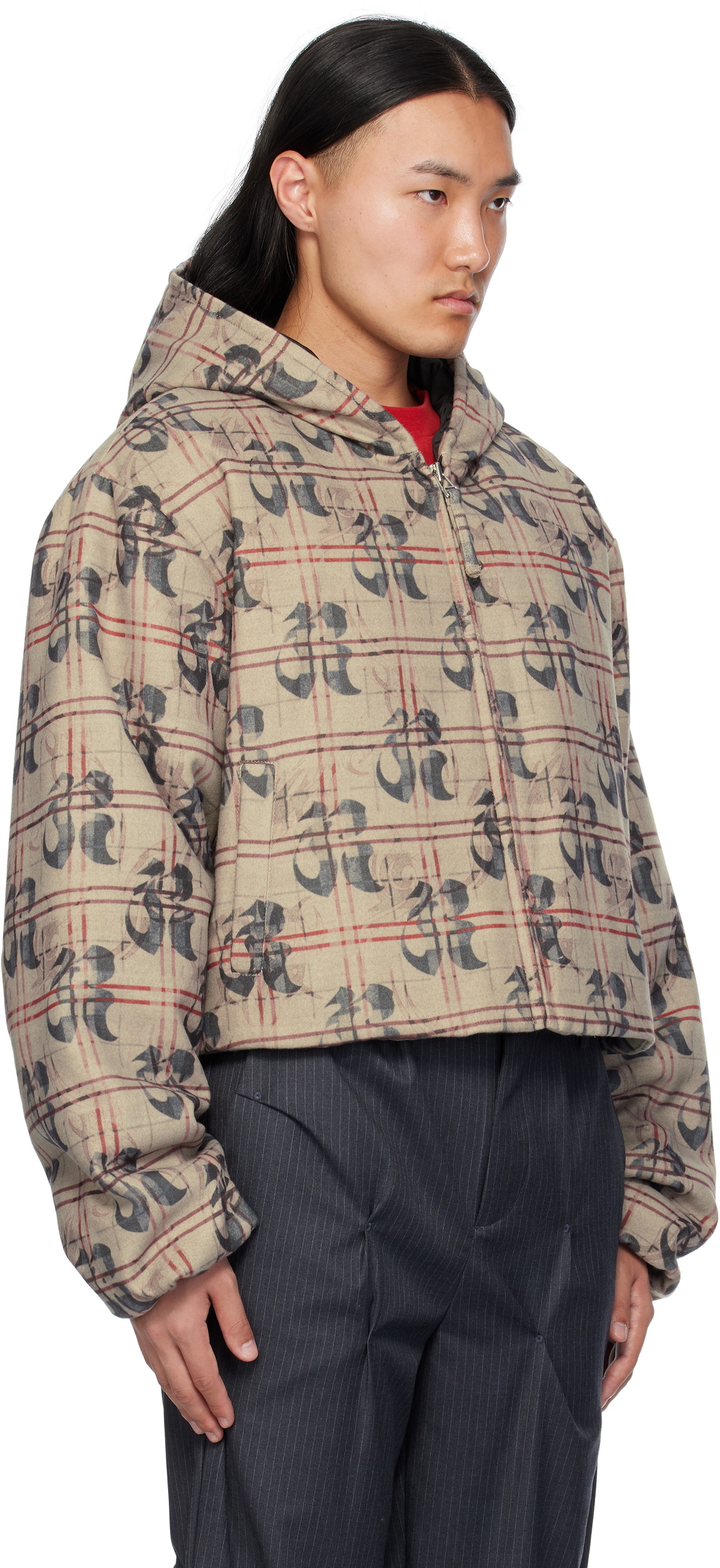 KUSIKOHC Beige Pattern Anorak Windbreaker Jacket