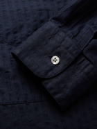 MASSIMO ALBA - Grandad-Collar Cotton-Seersucker Shirt - Blue