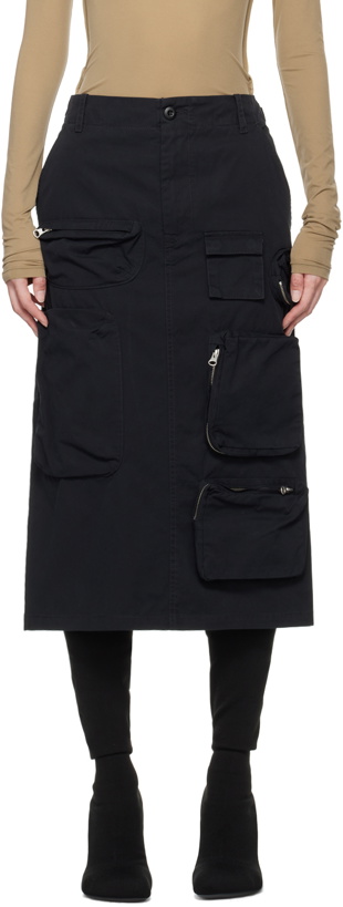 Photo: MM6 Maison Margiela Black Pocket Midi Skirt