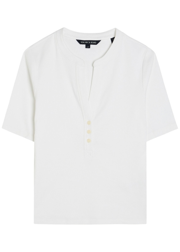 Photo: Veronica Beard Reubian Ribbed Stretch-cotton top White