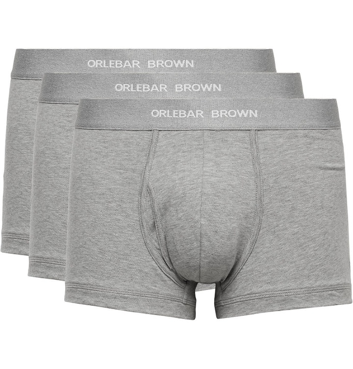 Photo: ORLEBAR BROWN - Three-Pack Mélange Stretch-Cotton Boxer Briefs - Gray