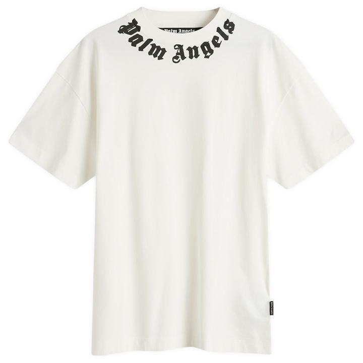 Photo: Palm Angels Men's Neck Logo T-Shirt in White