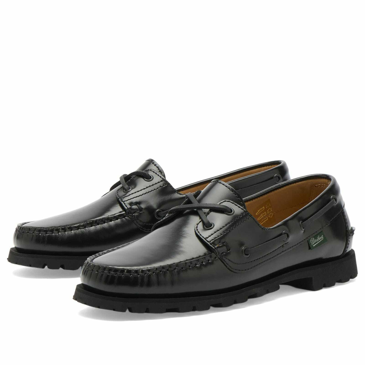 Paraboot Women's Malo Boat Shoe in Brillant Noir
