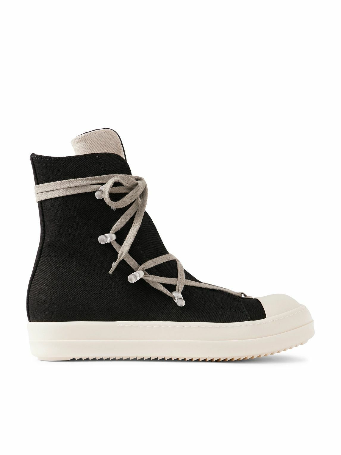 DRKSHDW | OVERDYED DENIM HEXA SNEAKERS BLACK スニーカー Hexa denim high-top sneakers in black - Rick Owens | Mytheresa