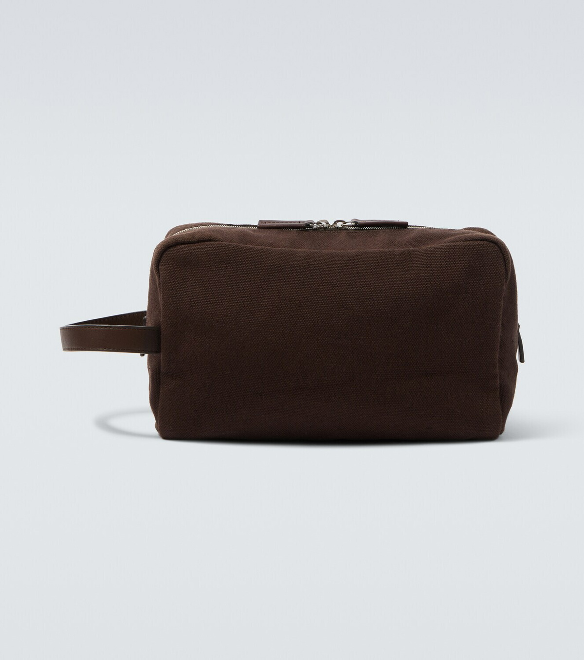 The Row Astra leather-trimmed canvas pouch