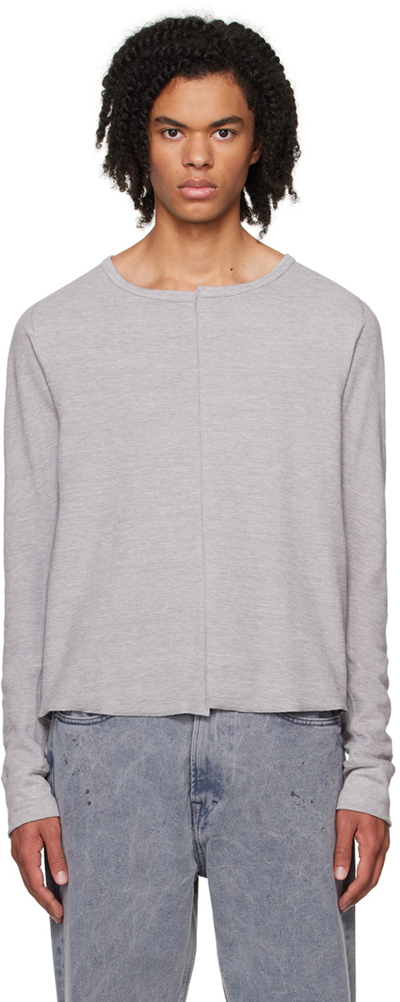 NVRFRGT Gray Asymmetric Long Sleeve T-Shirt