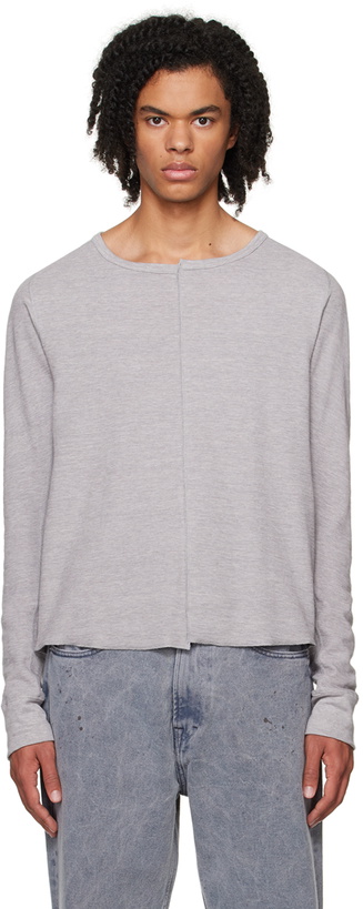 Photo: NVRFRGT Gray Asymmetric Long Sleeve T-Shirt
