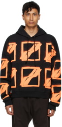 We11done Black & Orange Big Logo All Over Hoodie