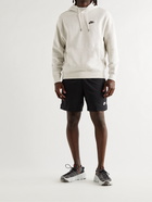 NIKE - Logo-Appliquéd Fleece-Back Cotton-Blend Jersey Hoodie - Neutrals