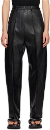 GIA STUDIOS Black Belted Faux-Leather Trousers