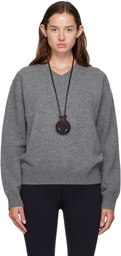 COOR Gray Wool V-Neck Sweater