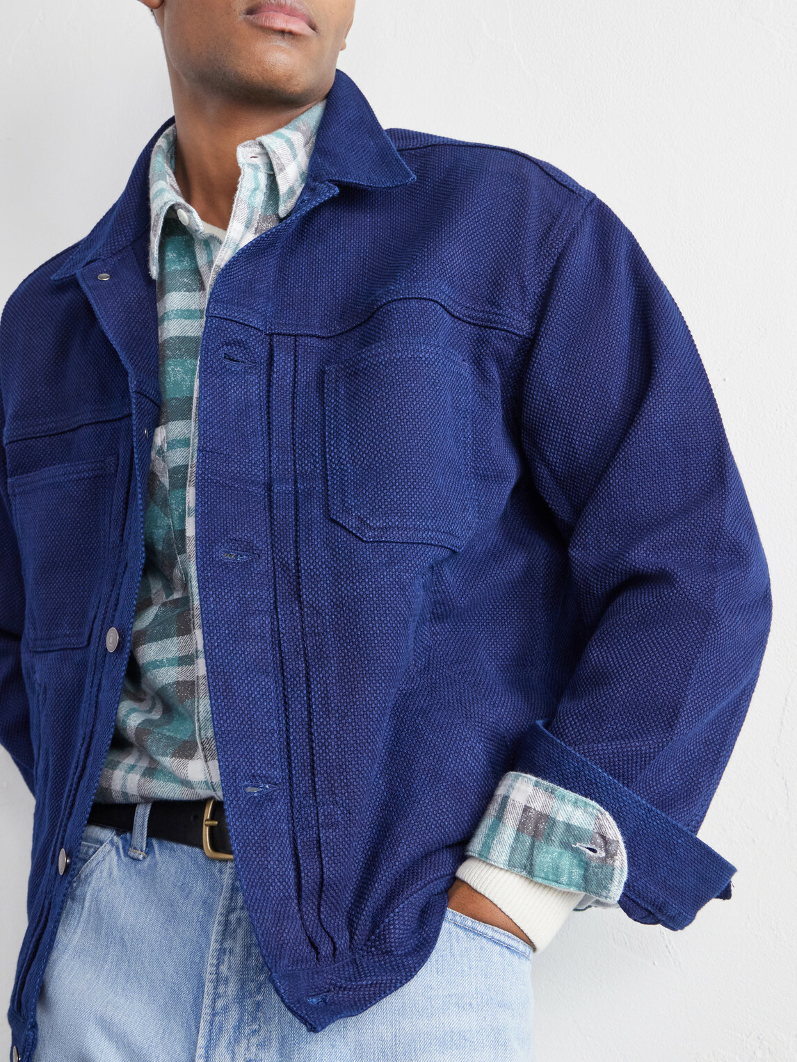 Blue Blue Japan - Sashiko-Cotton Jacket - Blue