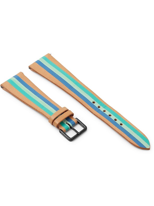 Photo: laCalifornienne - Aquamarine Striped Leather Watch Strap - Blue