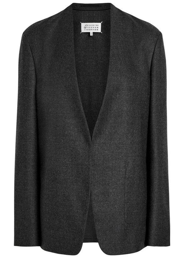 Photo: Maison Margiela Collarless Wool Blazer Dark Grey