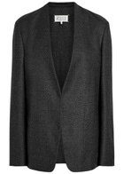 Maison Margiela Collarless Wool Blazer Dark Grey