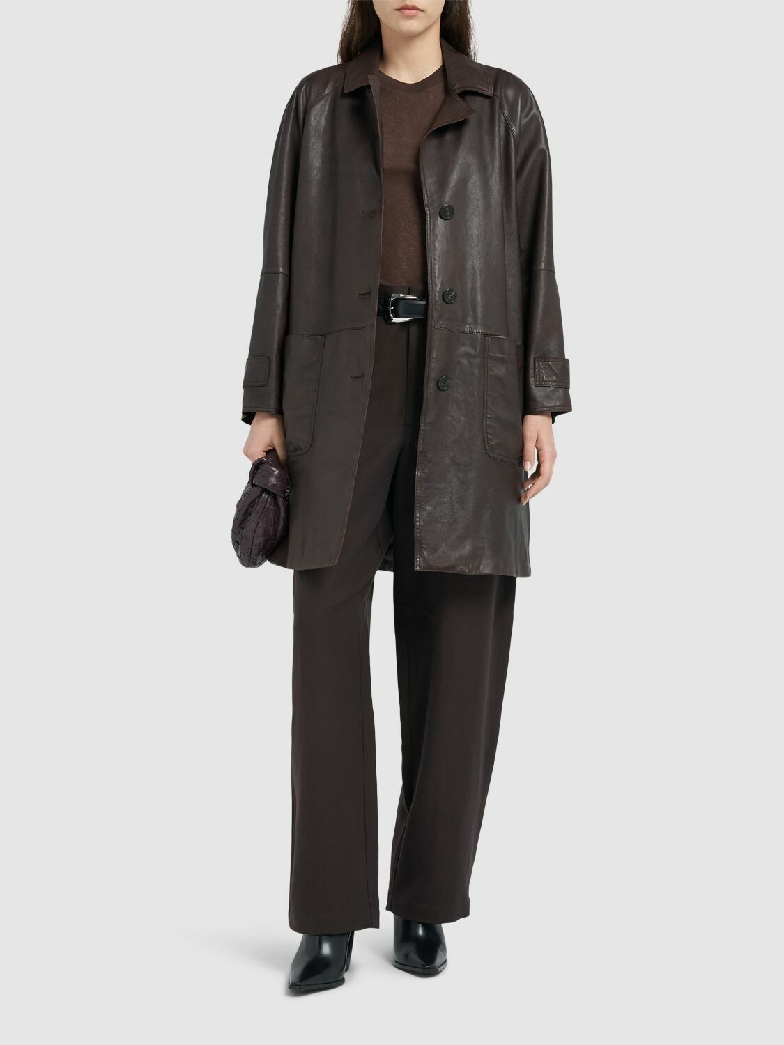 WEEKEND MAX MARA Petra Leather Short Coat Weekend Max Mara