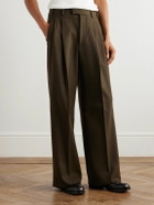 Loro Piana - Hubert Pleated Wool and Cashmere-Blend Wide-Leg Trousers - Brown