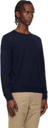 BOSS Navy Slim-Fit Merino-Wool Sweater