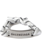 Balenciaga - Logo-Engraved Silver-Tone and Cord Bracelet