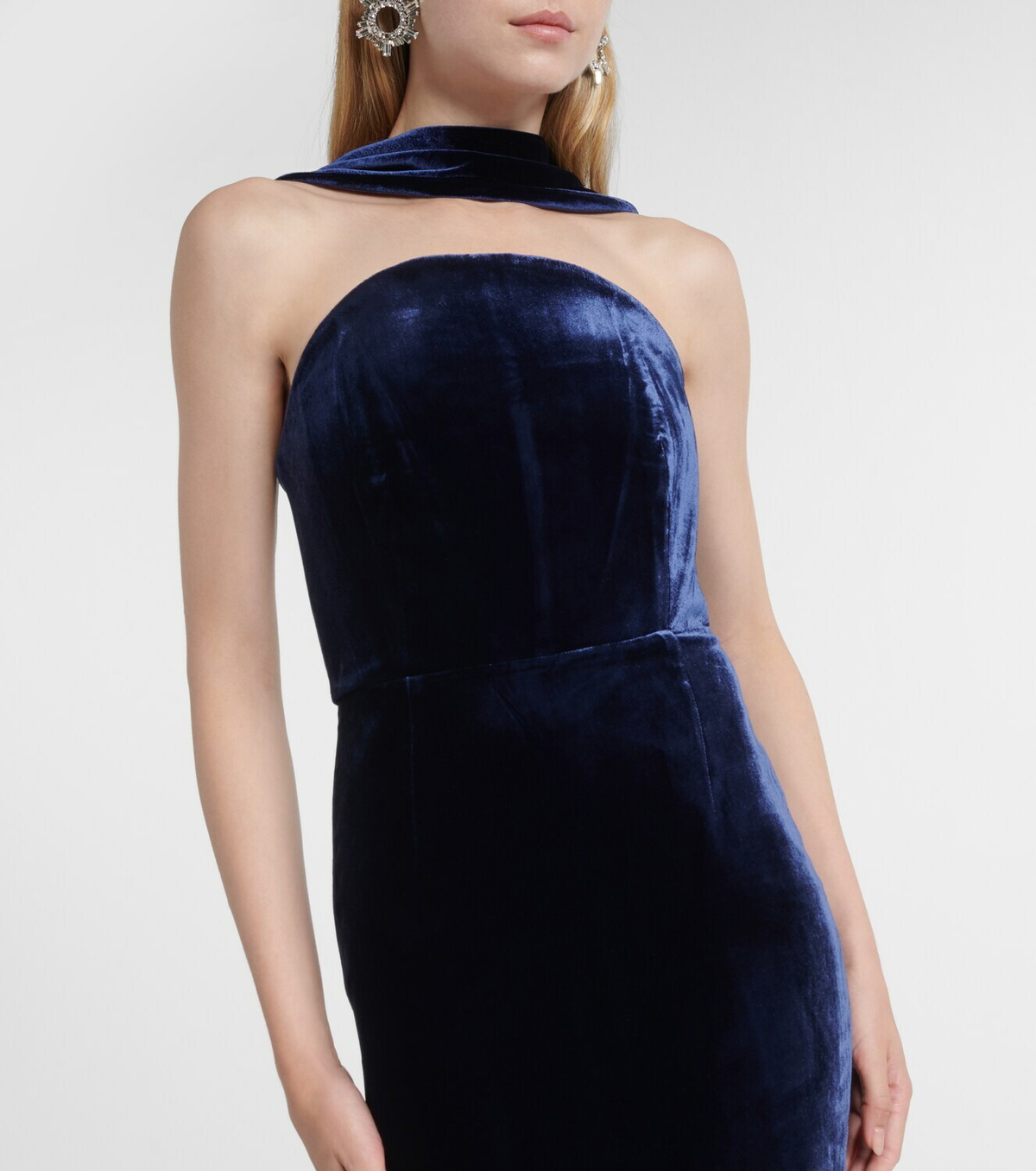 Roland Mouret Scarf-detail velvet corset gown