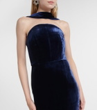 Roland Mouret Scarf-detail velvet corset gown