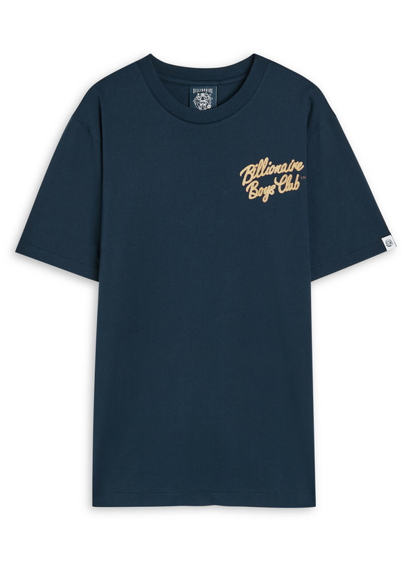 Photo: Billionaire Boys Club Script Logo-printed Cotton T-shirt Navy