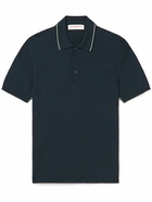 Orlebar Brown - Maranon Contrast-Tipped Ribbed Mercerised Cotton Polo Shirt - Blue