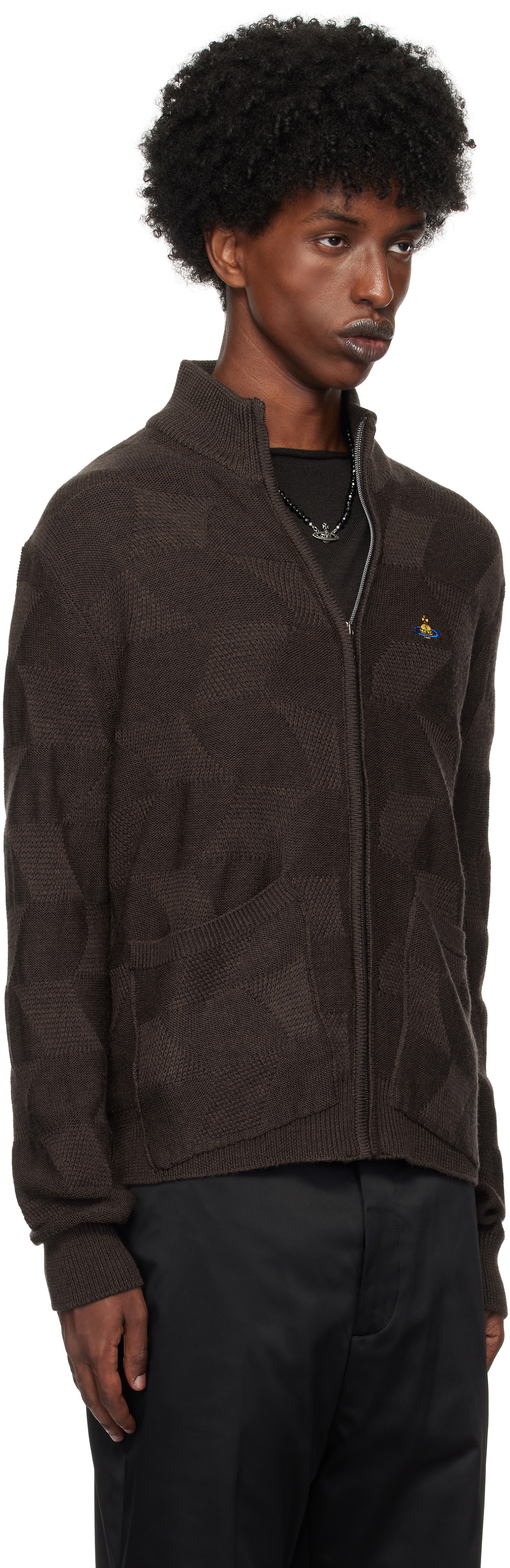 Vivienne Westwood Brown Fisherman Zip-Up Sweater Vivienne