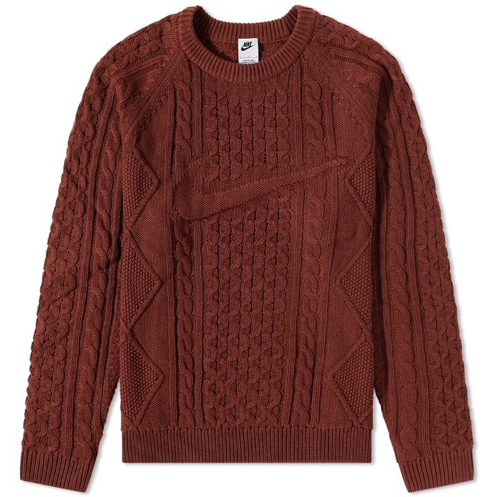 Photo: Nike Men's Life Cable Knit Sweater in Oxen Brown