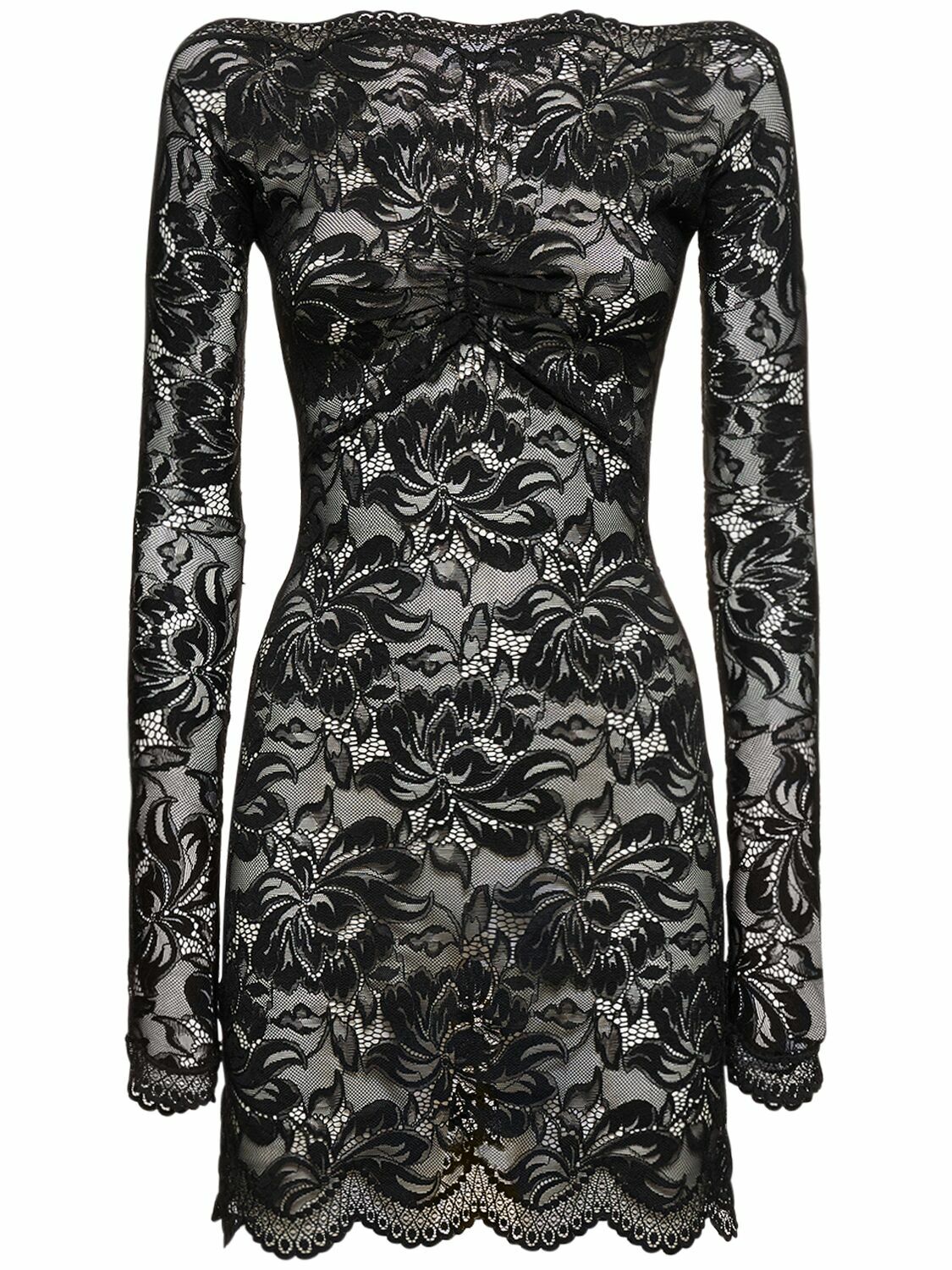 rabanne lace mini dress Rabanne Lace floral-print Mini Dress | Black