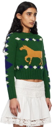 Bode Green Diamond Corral Sweater